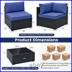 10 PCS Patio Rattan Furniture Set Outdoor Wicker Sofa Table Cushioned Seat