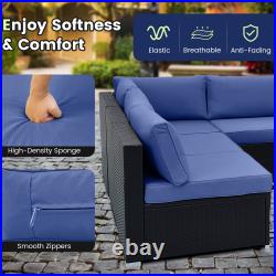 10 PCS Patio Rattan Furniture Set Outdoor Wicker Sofa Table Cushioned Seat