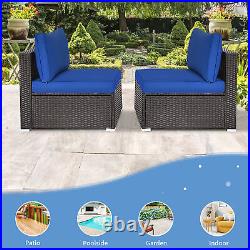 2PCS Patio Sectional Armless Sofas Rattan Furniture Set Outdoor with Cushions
