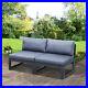 2 Piece Patio Sectional Love Seat Sofa Set With Gray Cushion Outdoor