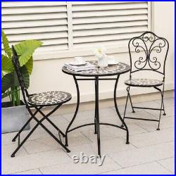 2 Set Mosaic Out\In door Patio Furniture Heavy Duty Metal Bistro Chairs Folding