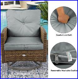 3PCS Outdoor Swivel Chairs Patio Bistro Set Rattan Furniture Sofa WickerYTUS