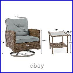 3PCS Outdoor Swivel Chairs Patio Bistro Set Rattan Furniture Sofa WickerYTUS