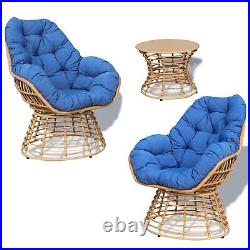 3PCS Outdoor Swivel Patio Chairs Bistro Set Furniture Sofa Rattan Wicker