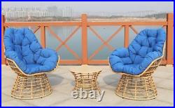 3PCS Outdoor Swivel Patio Chairs Bistro Set Furniture Sofa Rattan Wicker