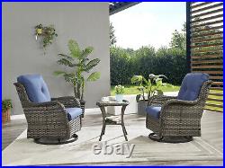 3PCS Outdoor Swivel Rocker Patio Chairs Set Furniture Sofa Rattan Chair Wicker