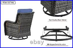 3PCS Outdoor Swivel Rocker Patio Chairs Set Furniture Sofa Rattan Chair Wicker