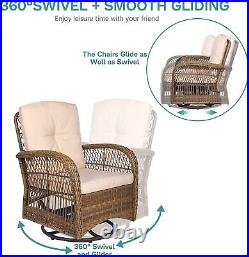 3PCS Outdoor Swivel Rocker Patio Chairs Set Furniture Sofa Rattan Wicker Chair