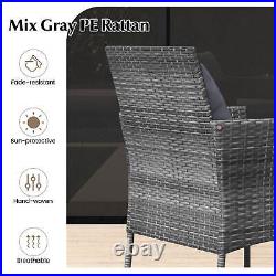 3PCS Patio Rattan Furniture Set Chairs & Table Garden Grey