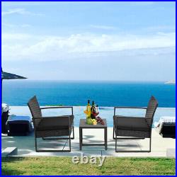 3PCS Rattan Wicker Chair Table Sets Garden Yard Outdoor Patio Furniture Sets