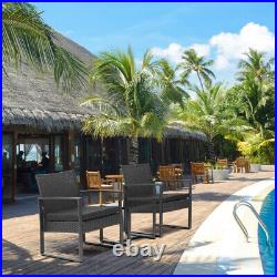 3PCS Rattan Wicker Chair Table Sets Garden Yard Outdoor Patio Furniture Sets