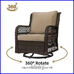 3PCS Swivel Rocker Patio Garden Furniture Set Sectional Sofa Rattan Chair Wicker