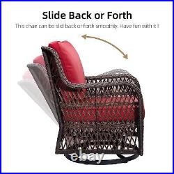 3PCS Swivel Rocker Patio Garden Furniture Set Sectional Sofa Rattan Chair Wicker