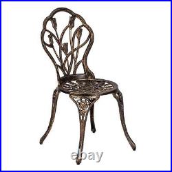 3PC Cast Aluminum Patio Furniture Tulip Design Bistro Set Antique Copper