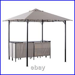 3PC Outdoor Patio Bar Table Set Chairs With Sunshade Canopy Backyard Furniture