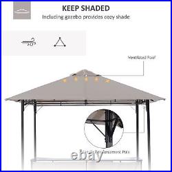 3PC Outdoor Patio Bar Table Set Chairs With Sunshade Canopy Backyard Furniture