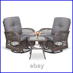 3PC Outdoor Wicker Swivel Rocker Patio Bistro Chairs Set Rattan Furniture Sets