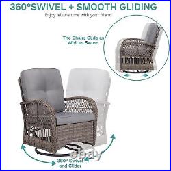 3PC Outdoor Wicker Swivel Rocker Patio Bistro Chairs Set Rattan Furniture Sets