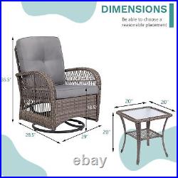 3PC Outdoor Wicker Swivel Rocker Patio Bistro Chairs Set Rattan Furniture Sets