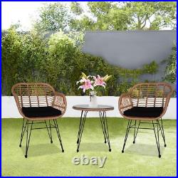 3Pcs Baby Bistro Set Wicker Rattan Garden Patio Table / Chairs Seating Furniture