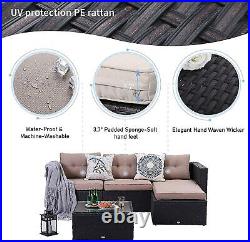 3Pcs Outdoor Patio Sofa Set PE Rattan Wicker Sectional Furniture Couch WithCushion
