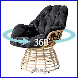 3X Outdoor Swivel Patio Chairs Bistro Table Set Furniture Black Sofa Rattan