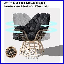 3X Outdoor Swivel Patio Chairs Bistro Table Set Furniture Black Sofa Rattan