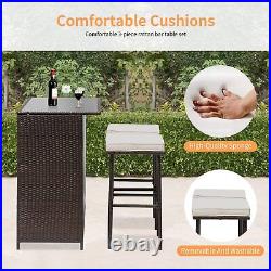 3 PCS Patio Furniture Set Outdoor Bar Wicker All-Weather Rattan Conversation Set