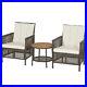 3 PCS Patio Rattan Furniture Set Outdoor Garden 2 Cushioned Sofas & Coffee Table