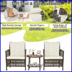 3 PCS Patio Rattan Furniture Set Outdoor Garden 2 Cushioned Sofas & Coffee Table