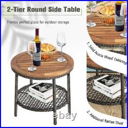 3 PCS Patio Rattan Furniture Set Outdoor Garden 2 Cushioned Sofas & Coffee Table