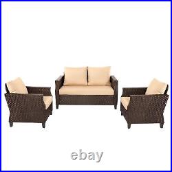 3 Pcs Patio Furniture Set Outdoor Wicker Rattan Sectional Sofa Set withCushions