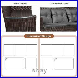 3-Piece Outdoor Patio Furniture Rattan Sectional Sofa Conversation Set Cozy Seat