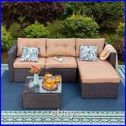 3 Piece Patio Furniture Set Outdoor Wicker Sofa Rattan Wicker Conversation Set