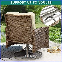 3-Piece Wicker Bistro Set Outdoor Patio Furniture Garden Rocking Rattan Chairs