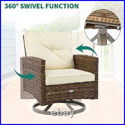 3-Piece Wicker Bistro Set Outdoor Patio Furniture Garden Rocking Rattan Chairs