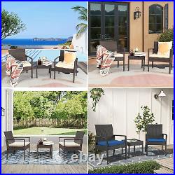 3 Pieces Patio Furniture Set Front Porch Rattan Wicker Balcony Small Outdoor