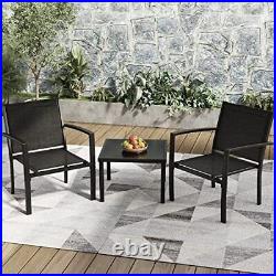 3 Pieces Patio Furniture Set Outdoor Conversation Textilene Fabric Chairs for
