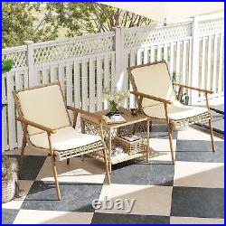 3 Pieces Patio Furniture Set Sofa Chair PE Rattan Wicker Outdoor With Cushion