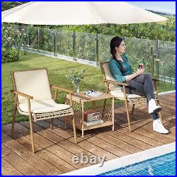 3 Pieces Patio Furniture Set Sofa Chair PE Rattan Wicker Outdoor With Cushion