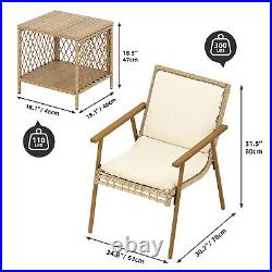 3 Pieces Patio Furniture Set Sofa Chair PE Rattan Wicker Outdoor With Cushion