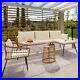 3 Pieces Patio Furniture Set Wicker Conversation Sectional L-Shaped Sofa & Table