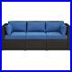 3-Seater Patio Wicker Rattan Sofa with Throw Pillows & Protective Cover & Cushions