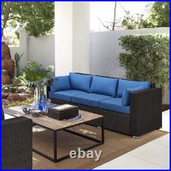 3-Seater Patio Wicker Rattan Sofa with Throw Pillows & Protective Cover & Cushions