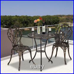 3pcs Outdoor Patio Bistro Furniture Set Aluminum Garden Table Chair Rose, Tulip