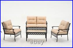 4PCS MCombo Patio Furniture Sets with Coffee Table Love Seating for Garden