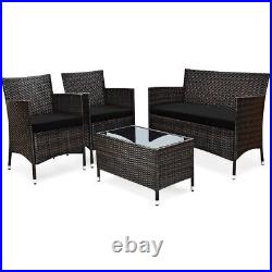 4PCS Outdoor Patio Furniture Set Cushioned Sofa Chair Coffee Table Peacock
