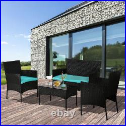 4PCS Outdoor Patio Furniture Set Rattan Chair Patio Set Wicker Conversation Set