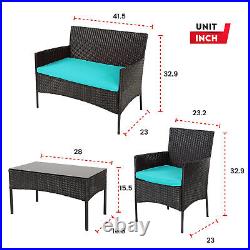 4PCS Outdoor Patio Furniture Set Rattan Chair Patio Set Wicker Conversation Set