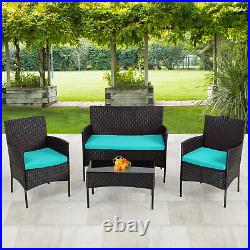 4PCS Outdoor Patio Furniture Set Rattan Chair Patio Set Wicker Conversation Set